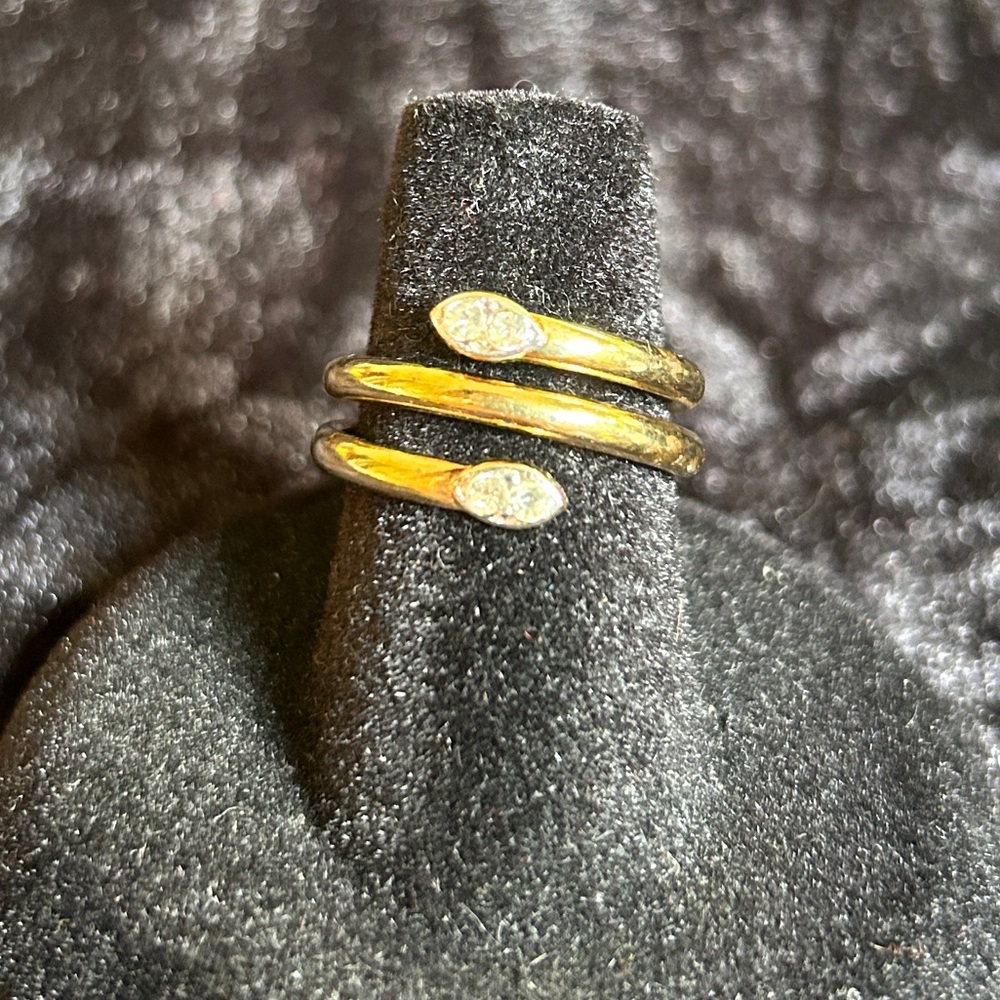 🍓Vintage Uncas Gold Plated Crystal Wrap Around Ring